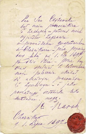 Jan Czyzewski zaswiadczenie